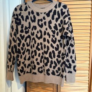 J Crew Women’s Leopard Print Sweater - Small Wool Alpaca Blend cozy animal